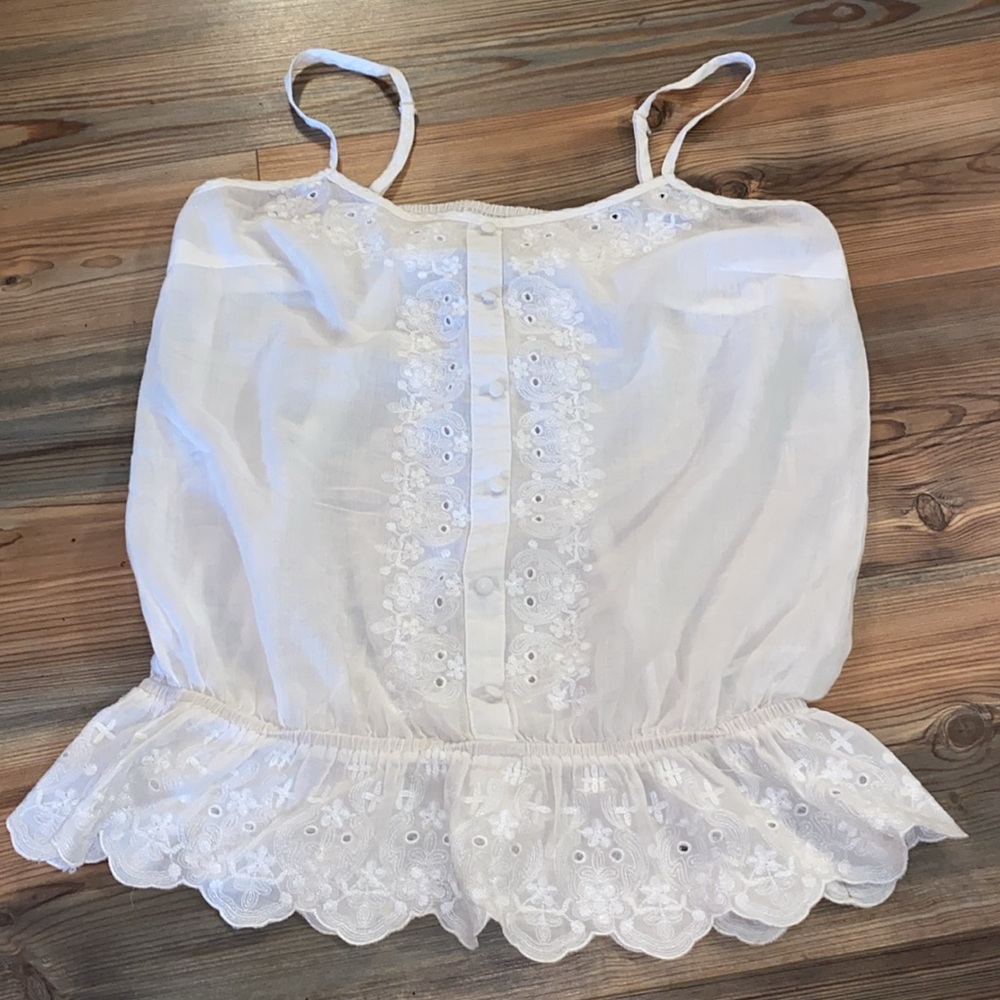 FOREVER 21 Boho Vtg Look Y2K elastic waist eyelet camisole Size M/L